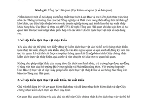 Công văn 1950/BVTV-KD thống nhất một số vấn đề về kiểm dịch thực vật 2015