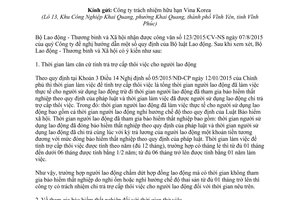 Công văn 3945/LĐTBXH-LĐTL giải đáp một số quy định của Bộ luật Lao động