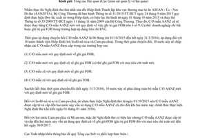 Công văn 833/XNK-XXHH về Thông tư 31/2015/TT-BCT quy tắc xuất xứ Hiệp định AANZFTA