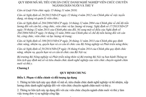 Thông tư liên tịch 37/2015/TTLT-BNNPTNT-BNV mã số tiêu chuẩn chức danh nghề nghiệp chăn nuôi thú y