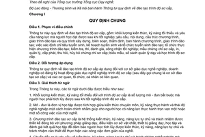 Thông tư 42/2015/TT-BLĐTBXH đào tạo trình độ sơ cấp