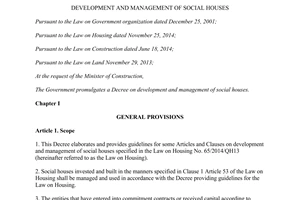 Decree of Government No. 100/2015/ND-CP development management of social houses 2015