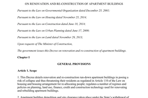 Decree of Government No. 101/2015/ND-CP renovation and re-construction of apartment buildings