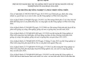 Quyết định 4141/QĐ-BNN-KH danh mục dự án giống thủy sản sử dụng vốn sự nghiệp kinh tế 2015