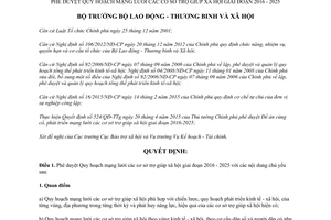 Quyết định 1520/QĐ-LĐTBXH phê duyệt quy hoạch mạng lưới cơ sở trợ giúp xã hội 2016 2025