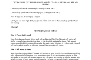 Nghị định 105/2015/NĐ-CP hướng dẫn Pháp lệnh Cảnh sát môi trường