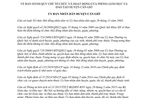 Quyết định 01/2015/QĐ-UBND tổ chức hoạt động phòng giáo dục đào tạo huyện Cần Giờ Hồ Chí Minh