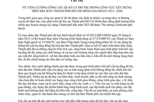 Chỉ thị 17/CT-UBND tăng cường công tác quản lý đô thị trong lĩnh vực xây dựng Hồ Chí Minh 2015