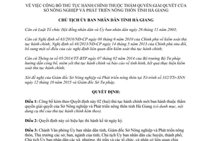 Quyết định 2048/QĐ-UBND thủ tục hành chính thuộc sở nông nghiệp phát triển nông thôn Hà Giang 2015