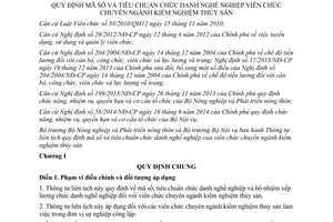 Thông tư liên tịch 38/2015/TTLT-BNNPTNT-BNV mã số tiêu chuẩn chức danh nghề nghiệp kiểm nghiệm thủy sản