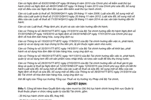 Quyết định 2180/QĐ-BTC thủ tục hành chính lĩnh vực quản lý thuế 2015