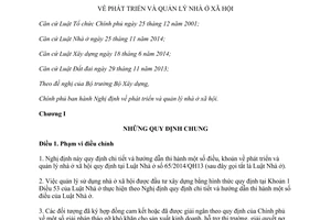 Nghị định 100/2015/NĐ-CP phát triển quản lý nhà ở xã hội