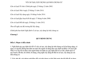 Nghị định 101/2015/NĐ-CP cải tạo xây dựng lại nhà chung cư