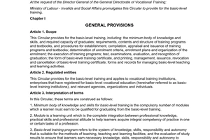 Circular No. 42/2015/TT- BLDTBXH basic-level training