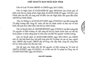 Quyết định số 2277/QĐ-UBND 2015 thủ tục hành chính đất đai Tài nguyên Môi trường Bình Phước