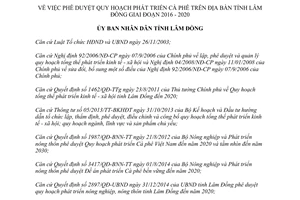 Quyết định 2261/QĐ-UBND phê duyệt quy hoạch phát triển cà phê Lâm Đồng 2015