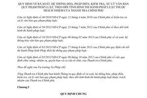 Thông tư 06/2015/TT-TTCP rà soát hệ thống hóa xử lý văn bản quy phạm pháp luật tình hình thi hành pháp luật