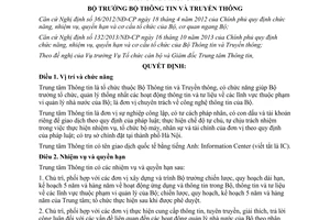 Quyết định 1748/QĐ-BTTTT chức năng nhiệm vụ quyền hạn cơ cấu tổ chức trung tâm thông tin 2015