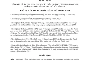 Quyết định 5348/QĐ-UBND quảng cáo trên phương tiện giao thông Hồ Chí Minh 2015