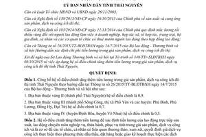 Quyết định 2846/QĐ-UBND công bố hệ số điều chỉnh tăng thêm tiền lương Thái Nguyên 2015