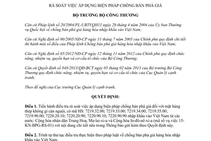 Quyết định 11353/QĐ-BCT rà soát việc áp dụng biện pháp chống bán phá giá 2015