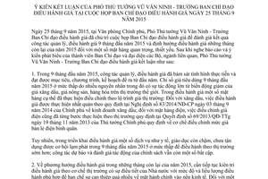 Thông báo 342/TB-VPCP điều hành giá 2015