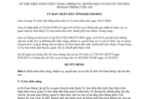 Quyết định 2994/QĐ-UBND chức năng nhiệm vụ quyền hạn cơ cấu tổ chức sở Giao thông vận tải Khánh Hòa 2015