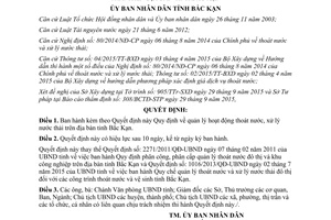 Quyết định 22/2015/QĐ-UBND quản lý hoạt động thoát nước xử lý nước thải Bắc Kạn