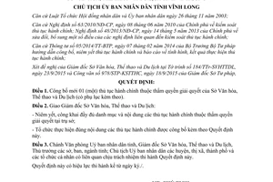 Quyết định 2132/QĐ-UBND công bố thủ tục hành chính của sở văn hóa thể thao du lịch Vĩnh Long 2015