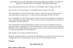 Thông tư 18/2015/TT-NHNN tái cấp vốn trái phiếu đặc biệt công ty quản lý tài sản tổ chức tín dụng Việt Nam