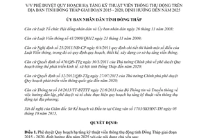 Quyết định 1095/QĐ-UBND-HC Quy hoạch hạ tầng kỹ thuật viễn thông thụ động Đồng Tháp 2015