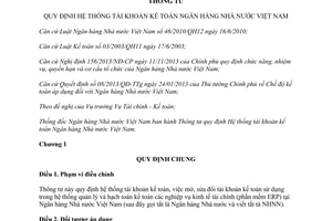 Thông tư 19/2015/TT-NHNN Hệ thống tài khoản kế toán ngân hàng nhà nước Việt Nam