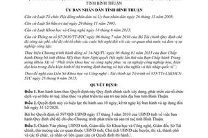 Quyết định 52/2015/QĐ-UBND tổ chức dịch vụ sở hữu trí tuệ khai thác phát triển tài sản trí tuệ Bình Thuận