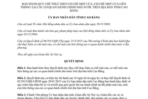 Quyết định 34/2015/QĐ-UBND cơ chế một cửaliên thông tại cơ quan hành chính nhà nước Cao Bằng