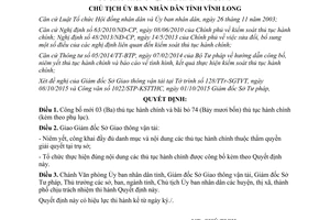 Quyết định 2134/QĐ-UBND thủ tục hành chính thuộc thẩm quyền sở giao thông vận tải Vĩnh Long 2015