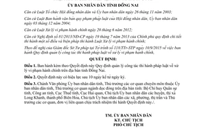 Quyết định 36/2015/QĐ-UBND quy định quản lý công tác thi hành pháp luật xử lý vi phạm hành chính Đồng Nai
