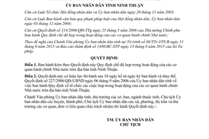 Quyết định 73/2015/QĐ-UBND chế độ họp trong hoạt động cơ quan hành chính Nhà nước Ninh Thuận