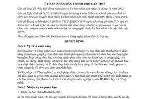 Quyết định 28/2015/QĐ-UBND chức năng quyền hạn cơ cấu tổ chức sở khoa học ông nghệ Cần Thơ