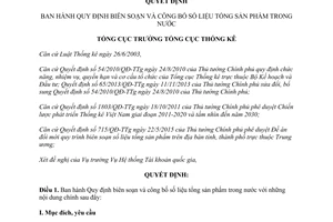 Quyết định 1026/QĐ-TCTK quy định biên soạn công bố số liệu tổng sản phẩm trong nước 2015