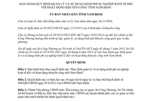 Quyết định 35/2015/QĐ-UBND quản lý sử dụng kinh phí sự nghiệp kinh tế hoạt động khuyến công Nam Định
