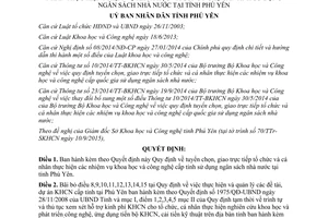 Quyết định 45/2015/QĐ-UBND tuyển chọn giao nhiệm vụ khoa học công nghệ cấp tỉnh sử dụng ngân sách Phú Yên