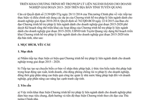 Kế hoạch 78/KH-UBND hỗ trợ pháp lý liên ngành cho doanh nghiệp Tuyên Quang 2015