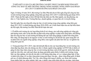 Thông báo số 8744/TB-BNN-VP kết luận Bộ trưởng Cao Đức Phát tổng kết công tác bảo vệ môi trường 2015
