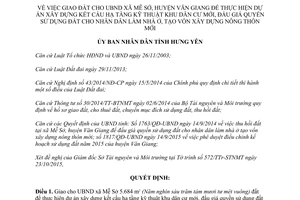 Quyết định 2069/QĐ-UBND giao đất thực hiện dự án xây dựng hạ tầng khu dân cư mới Hưng Yên 2015
