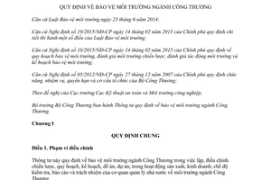 Thông tư 35/2015/TT-BCT bảo vệ môi trường ngành công thương