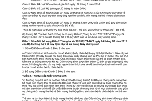 Thông tư 34/2015/TT-BYT sửa đổi quy định cấp sử dụng Giấy chứng sinh Thông tư 17/2012/TT-BYT