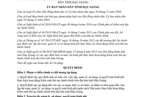 Quyết định 30/2015/QĐ-UBND lập quản lý quyết toán kinh phí kiểm soát thủ tục hành chính Hậu Giang