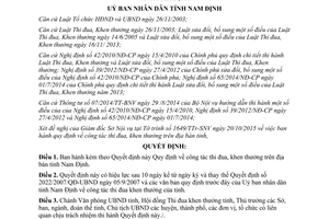 Quyết định 36/2015/QĐ-UBND quy định công tác thi đua khen thưởng Nam Định