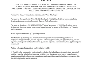 Circular No. 12/2015/TT-BKHDT professional regulation judicial expertise activities
