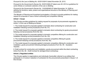 Circular No. 11/2015/TT-BKHĐT making request for proposals in case of direct contracting and competitive offering